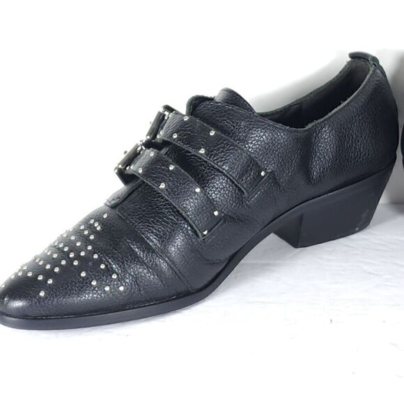 Rebecca Minkoff Women's Astral US9,5M Black Leather Studded Double Strap Bootie - Picture 6 of 15